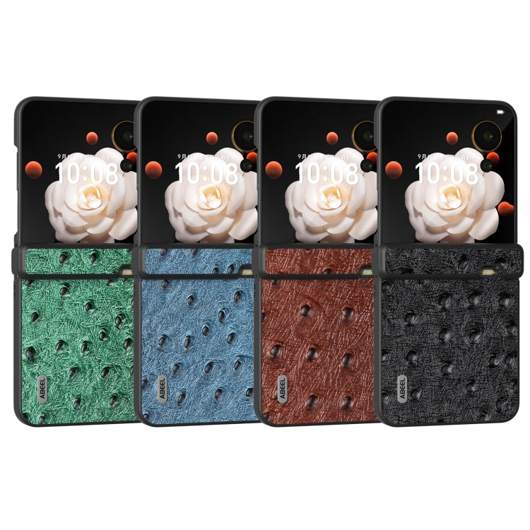 For Honor Magic V Flip ABEEL Three Parts Genuine Leather Ostrich Texture Phone Case