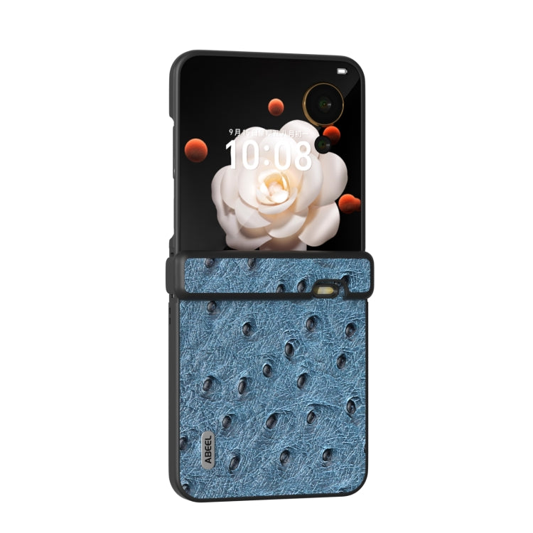 For Honor Magic V Flip ABEEL Three Parts Genuine Leather Ostrich Texture Phone Case
