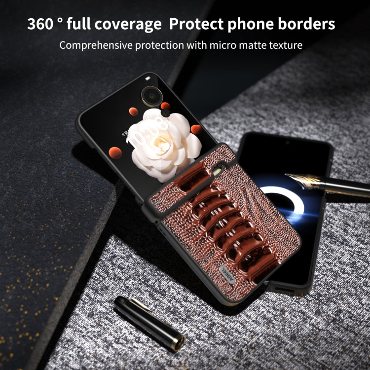 For Honor Magic V Flip ABEEL Three Parts Genuine Leather Weilai Series Phone Case