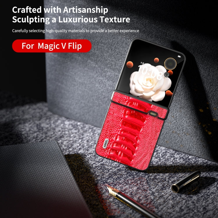 For Honor Magic V Flip ABEEL Three Parts Genuine Leather Weilai Series Phone Case