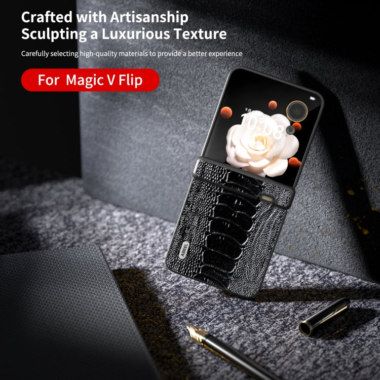 For Honor Magic V Flip ABEEL Three Parts Genuine Leather Weilai Series Phone Case