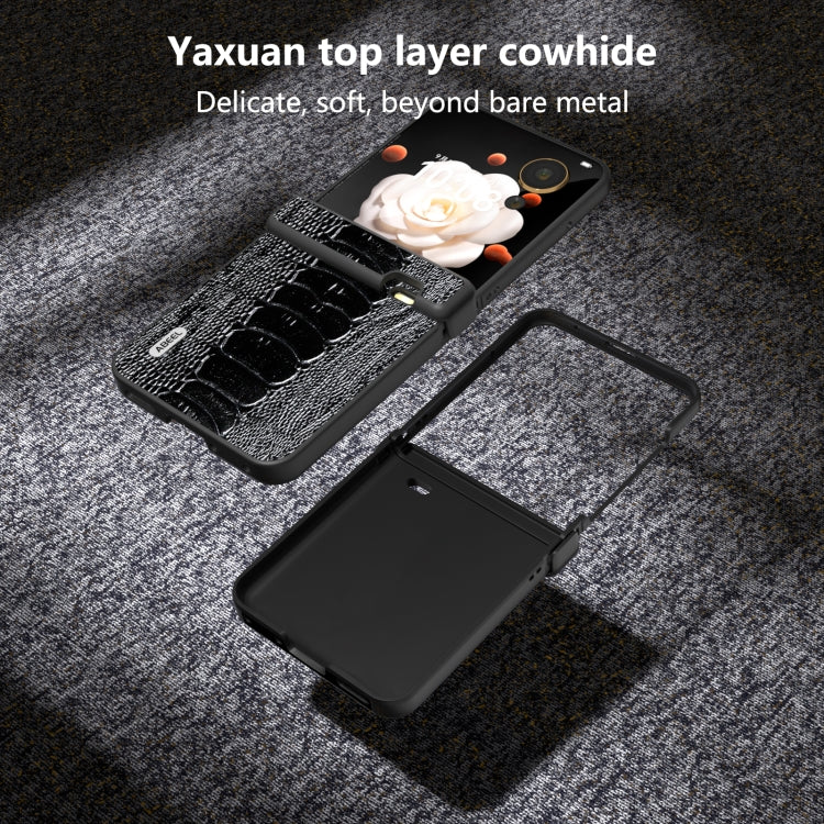 For Honor Magic V Flip ABEEL Three Parts Genuine Leather Weilai Series Phone Case