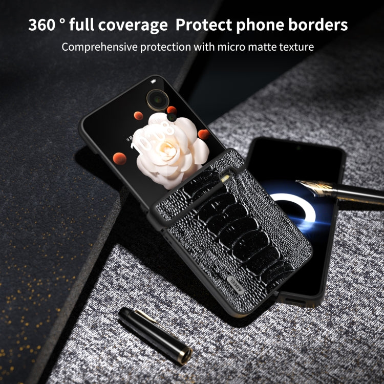 For Honor Magic V Flip ABEEL Three Parts Genuine Leather Weilai Series Phone Case