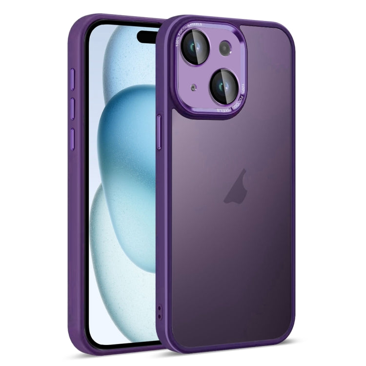 For iPhone 15 Colorful Armor Lens Film Translucent Skin Feel Phone Case