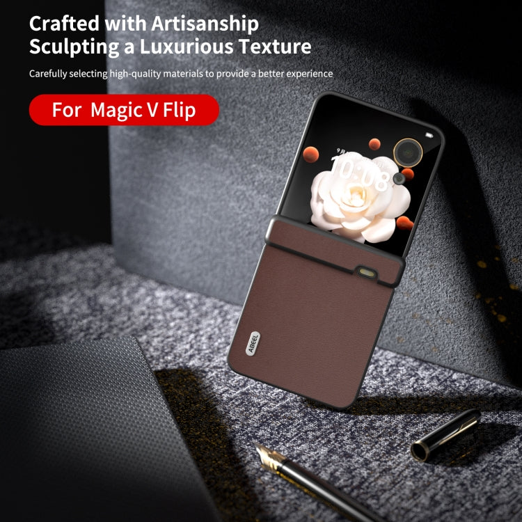 For Honor Magic V Flip ABEEL Three Parts Genuine Leather Xiaoya Series Phone Case