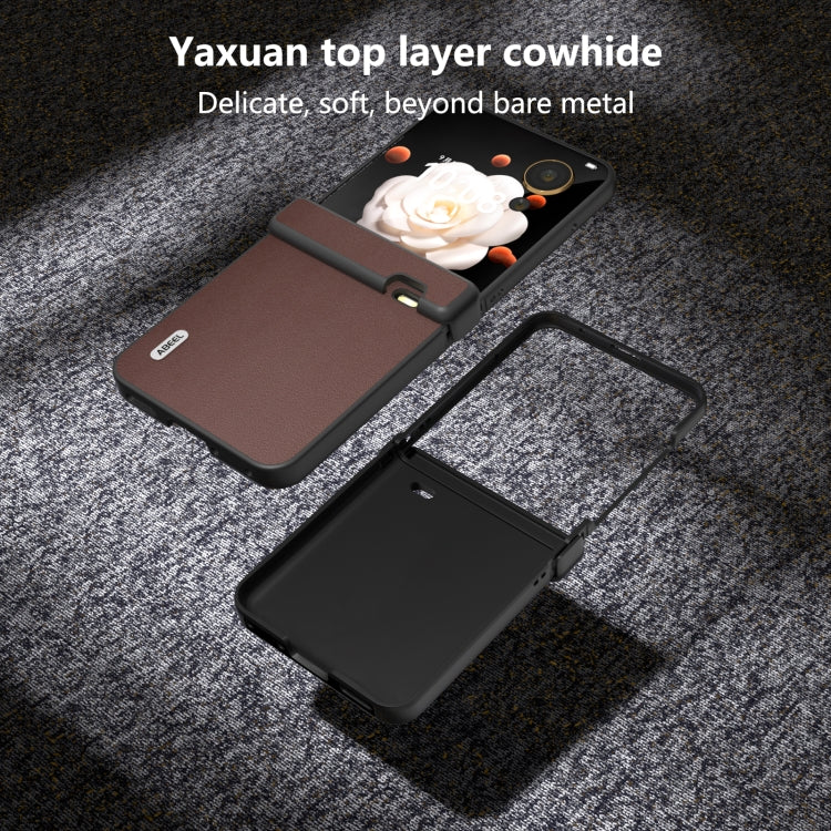 For Honor Magic V Flip ABEEL Three Parts Genuine Leather Xiaoya Series Phone Case