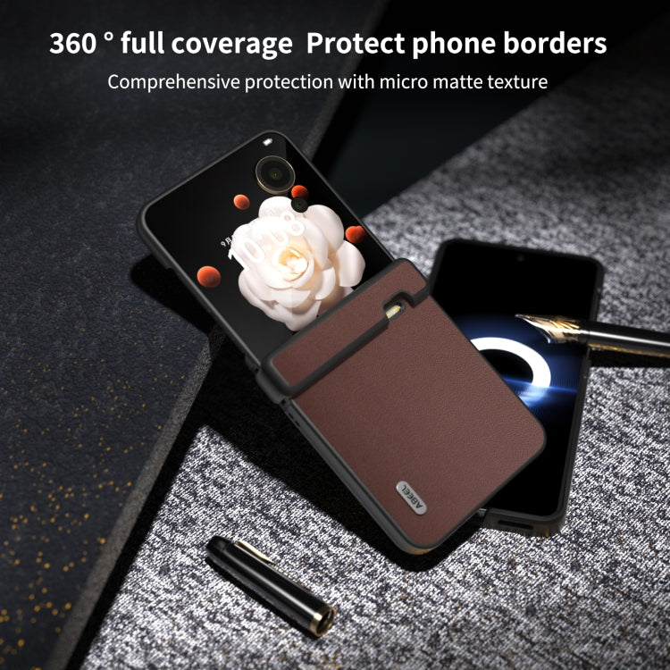 For Honor Magic V Flip ABEEL Three Parts Genuine Leather Xiaoya Series Phone Case