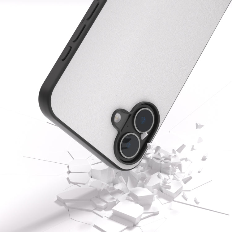 For iPhone 16 Plus PU Leather Black Frame Full Coverage Phone Case