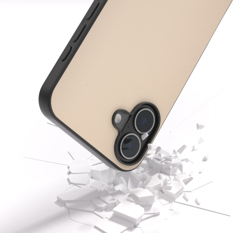 For iPhone 16 Plus PU Leather Black Frame Full Coverage Phone Case