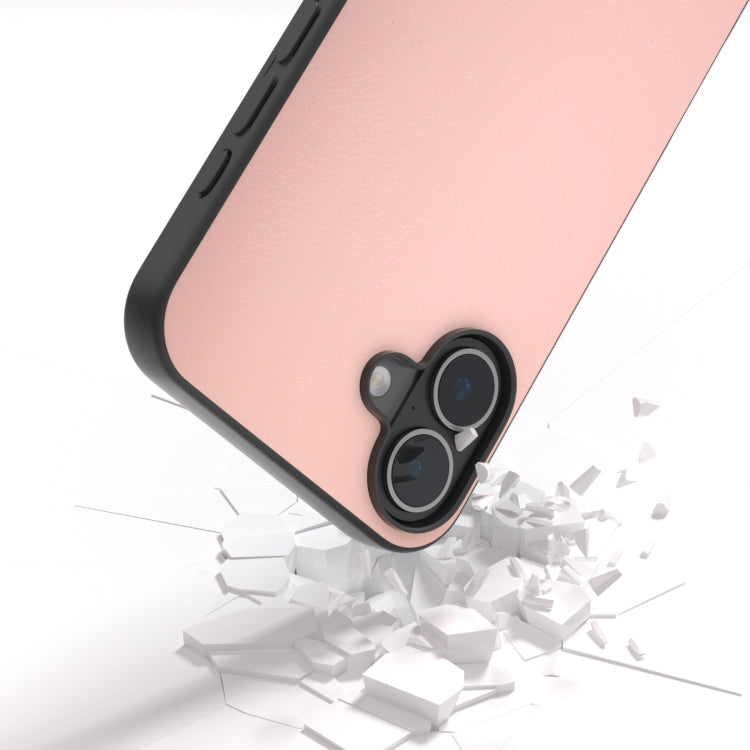 For iPhone 16 Plus PU Leather Black Frame Full Coverage Phone Case