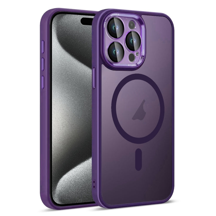 For iPhone 15 Pro Max Colorful Armor Lens Film Translucent Skin Feel MagSafe Phone Case