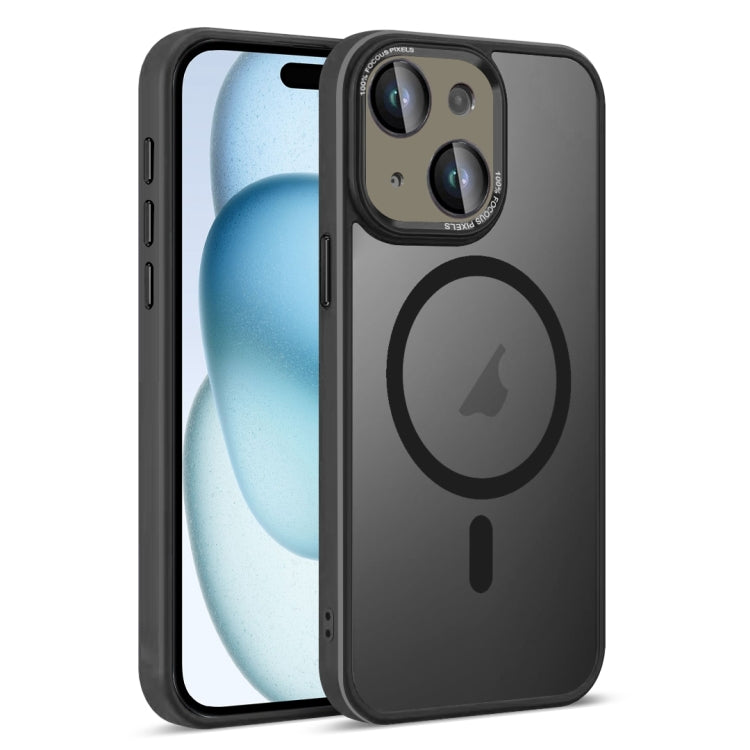 For iPhone 15 Colorful Armor Lens Film Translucent Skin Feel MagSafe Phone Case