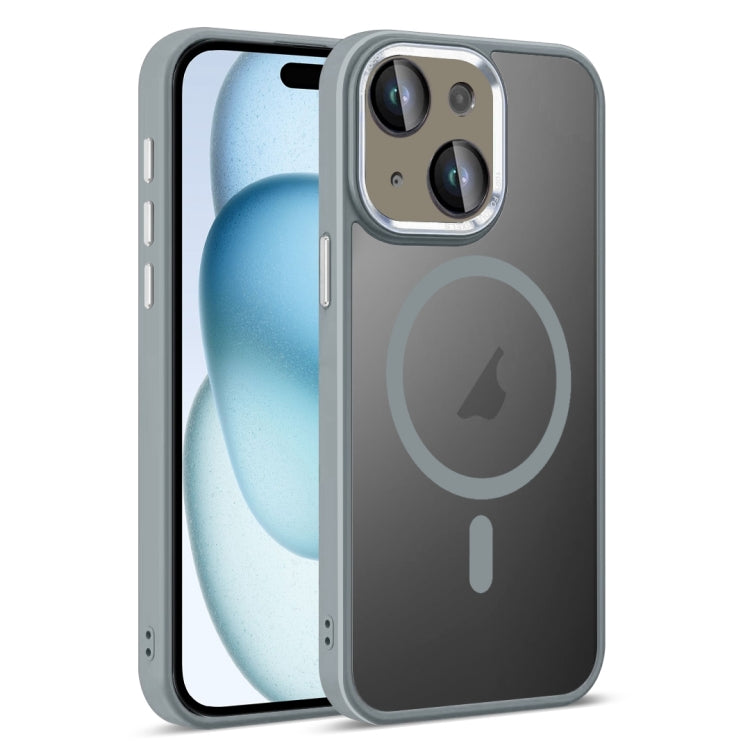 For iPhone 15 Colorful Armor Lens Film Translucent Skin Feel MagSafe Phone Case