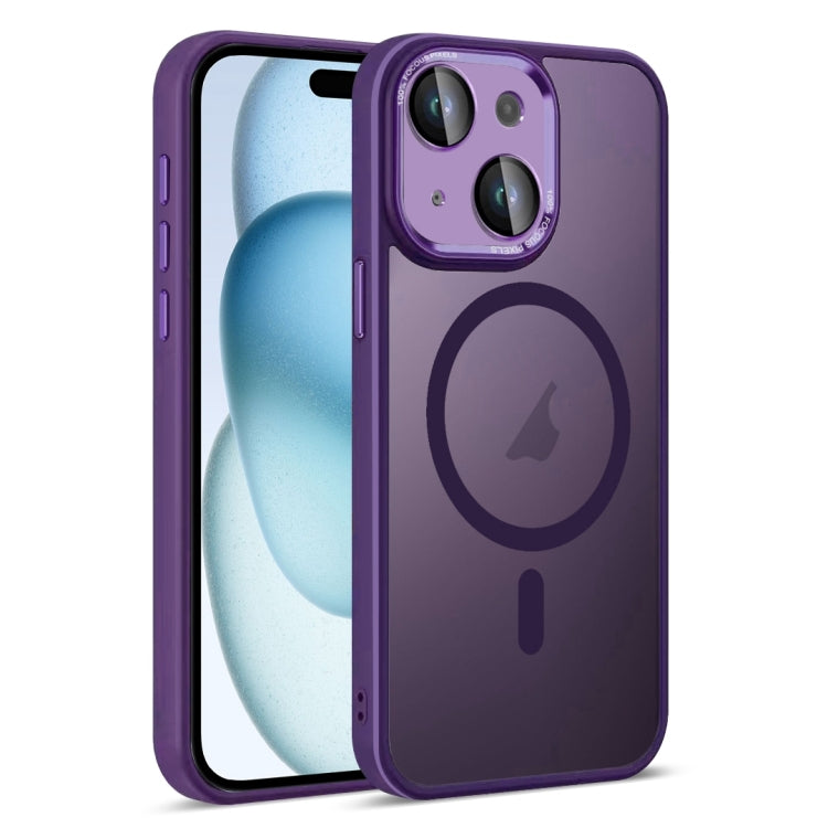 For iPhone 15 Colorful Armor Lens Film Translucent Skin Feel MagSafe Phone Case
