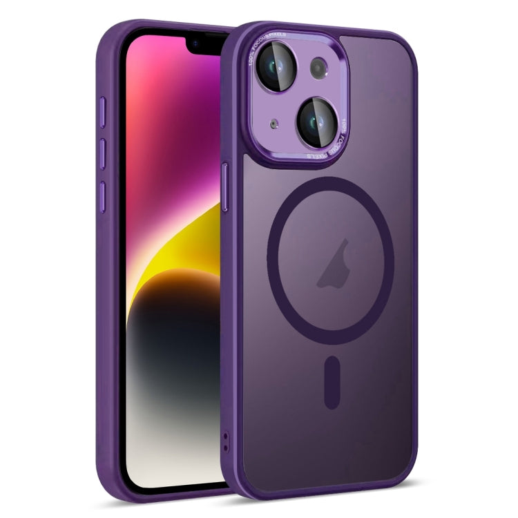 For iPhone 14 Plus Colorful Armor Lens Film Translucent Skin Feel MagSafe Phone Case