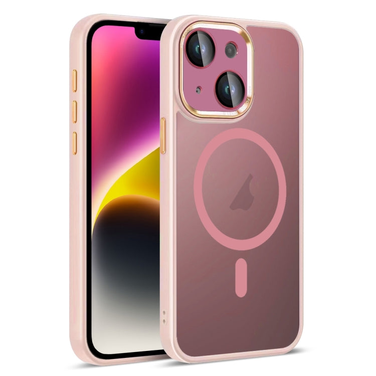 For iPhone 14 Colorful Armor Lens Film Translucent Skin Feel MagSafe Phone Case