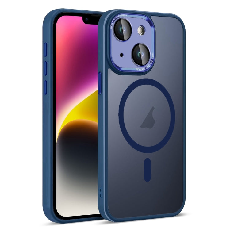 For iPhone 14 Colorful Armor Lens Film Translucent Skin Feel MagSafe Phone Case