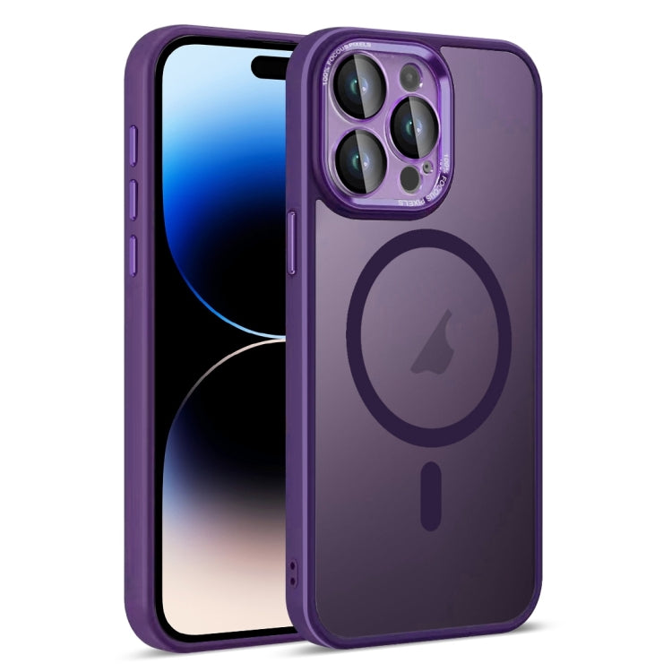 For iPhone 14 Pro Max Colorful Armor Lens Film Translucent Skin Feel MagSafe Phone Case