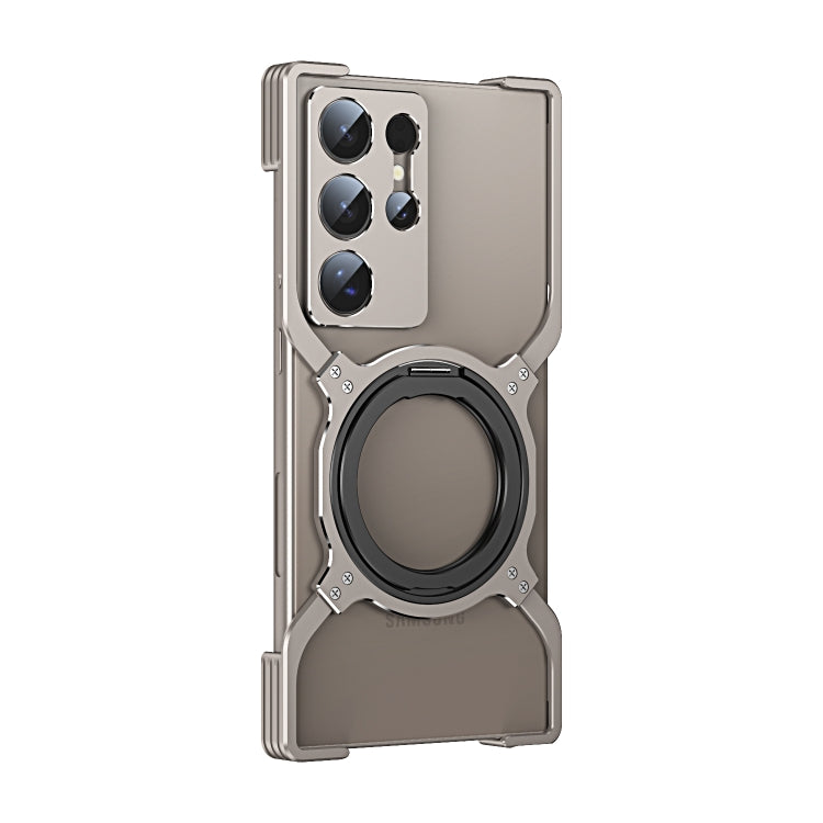 For Samsung Galaxy S24 Ultra 5G Mechanical Arm Borderless MagSafe Holder Metal Phone Case