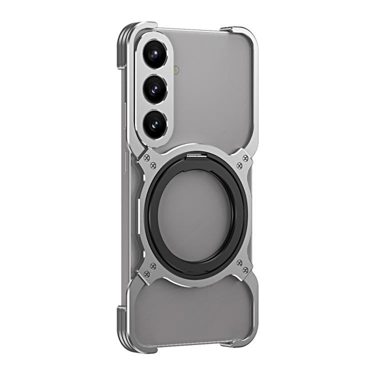 For Samsung Galaxy S24 5G Mechanical Arm Borderless MagSafe Holder Metal Phone Case