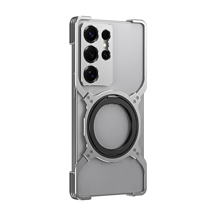 For Samsung Galaxy S25 Ultra 5G Mechanical Arm Borderless MagSafe Holder Metal Phone Case