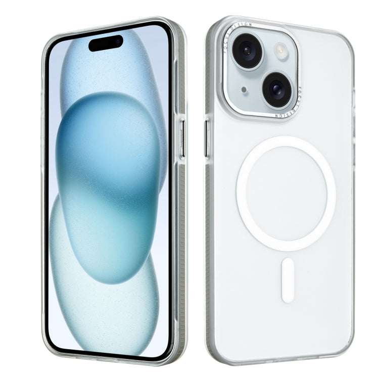 For iPhone 15 Plus Color Edge Skin Feel Frosted MagSafe Magnetic Phone Case