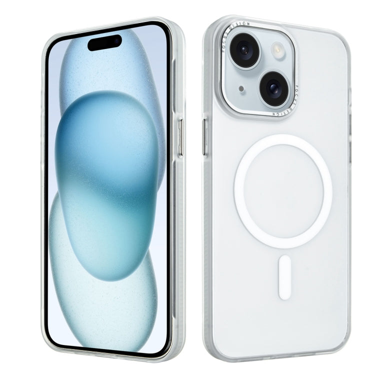 For iPhone 15 Plus Color Edge Skin Feel Frosted MagSafe Magnetic Phone Case