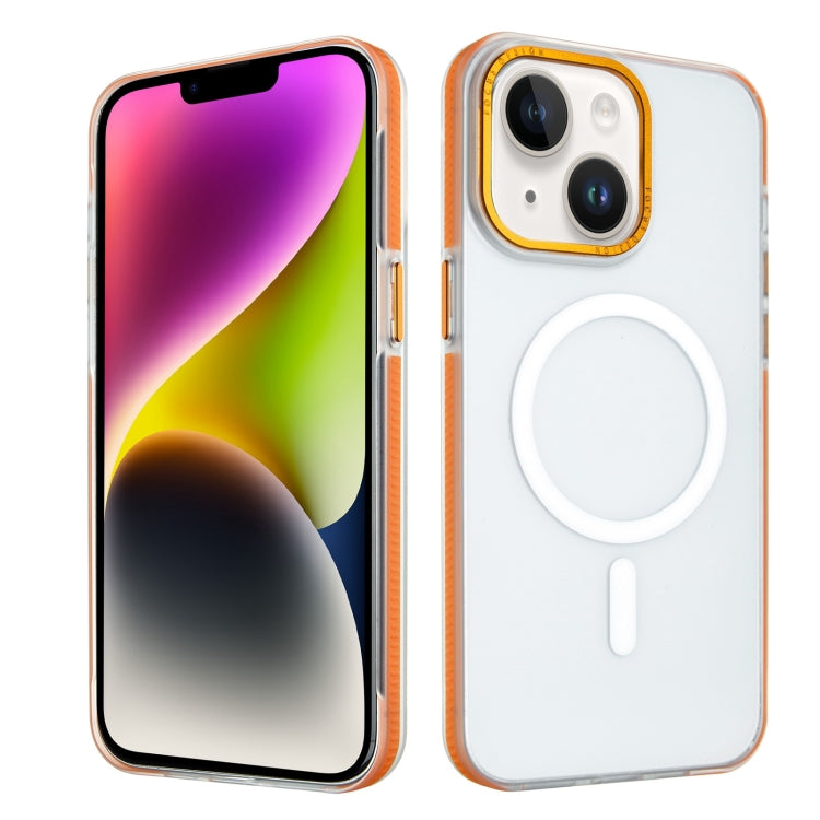 For iPhone 14 Plus Color Edge Skin Feel Frosted MagSafe Magnetic Phone Case