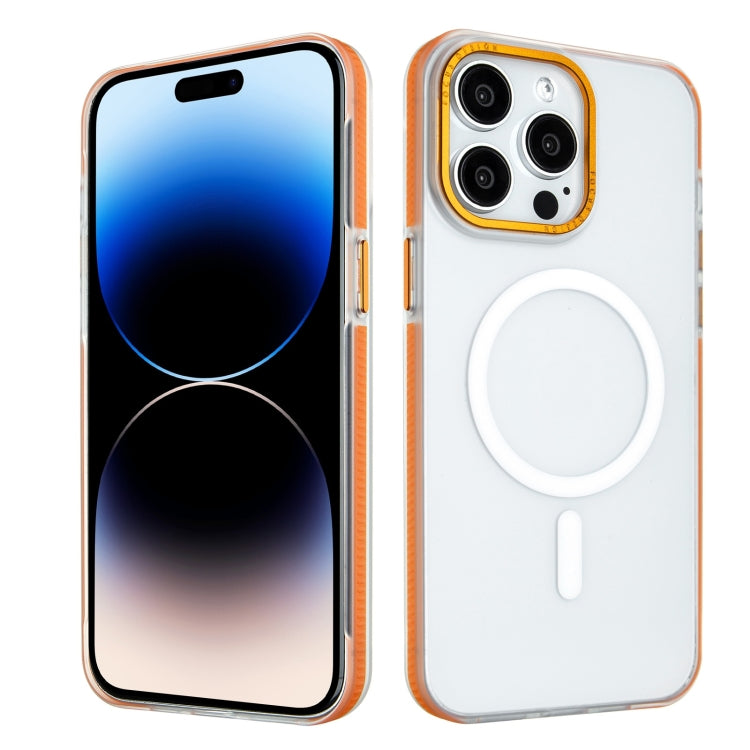 For iPhone 14 Pro Max Color Edge Skin Feel Frosted MagSafe Magnetic Phone Case