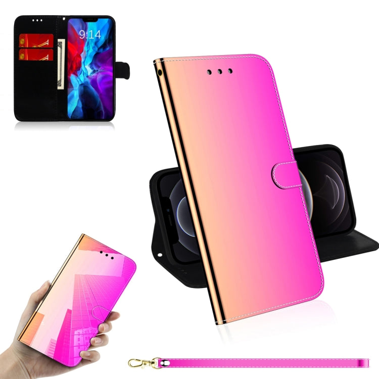 For iPhone 12 / 12 Pro Imitated Mirror Surface Horizontal Flip Leather Case with Holder & Card Slots & Wallet & Lanyard