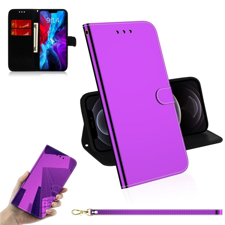 For iPhone 12 / 12 Pro Imitated Mirror Surface Horizontal Flip Leather Case with Holder & Card Slots & Wallet & Lanyard