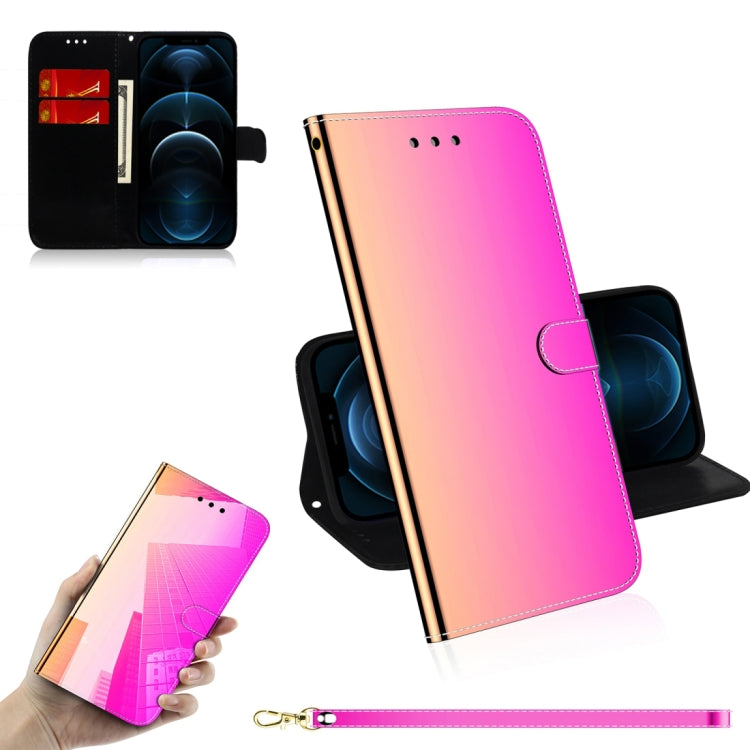 For iPhone 12 Pro Max Imitated Mirror Surface Horizontal Flip Leather Case with Holder & Card Slots & Wallet & Lanyard