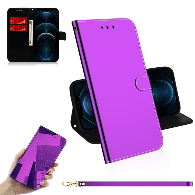 For iPhone 12 Pro Max Imitated Mirror Surface Horizontal Flip Leather Case with Holder & Card Slots & Wallet & Lanyard