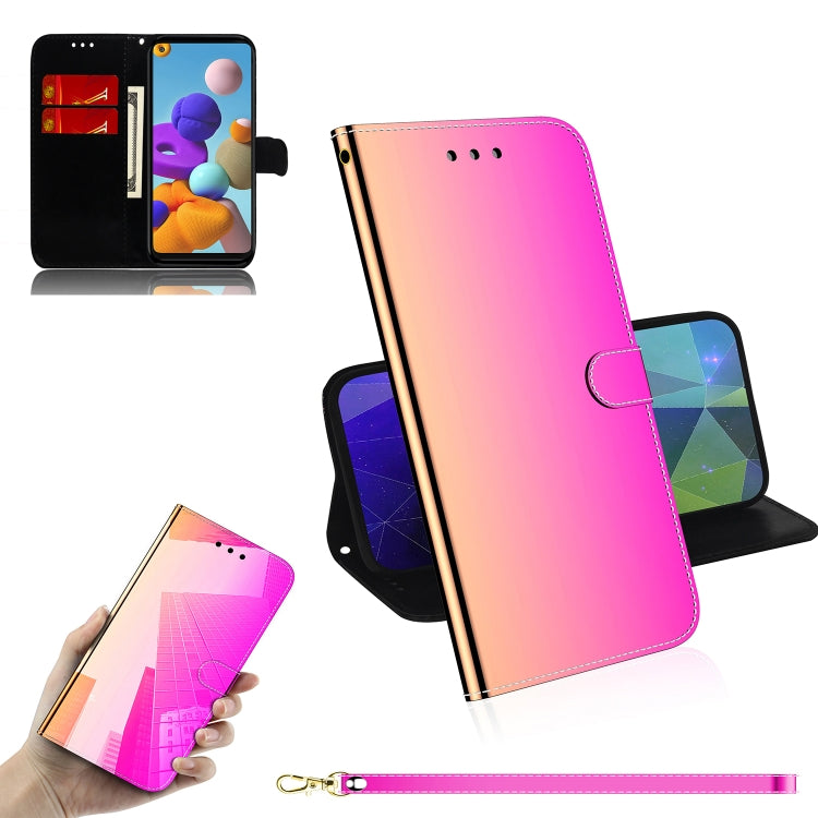 For Samsung Galaxy A21s Imitated Mirror Surface Horizontal Flip Leather Case with Holder & Card Slots & Wallet & Lanyard