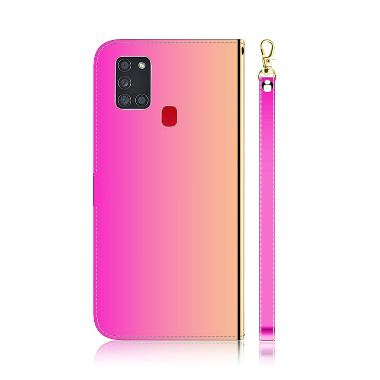For Samsung Galaxy A21s Imitated Mirror Surface Horizontal Flip Leather Case with Holder & Card Slots & Wallet & Lanyard