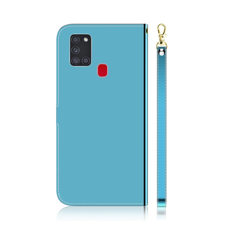 For Samsung Galaxy A21s Imitated Mirror Surface Horizontal Flip Leather Case with Holder & Card Slots & Wallet & Lanyard