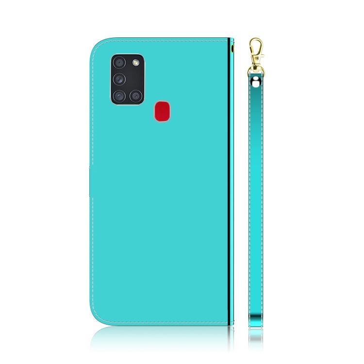For Samsung Galaxy A21s Imitated Mirror Surface Horizontal Flip Leather Case with Holder & Card Slots & Wallet & Lanyard
