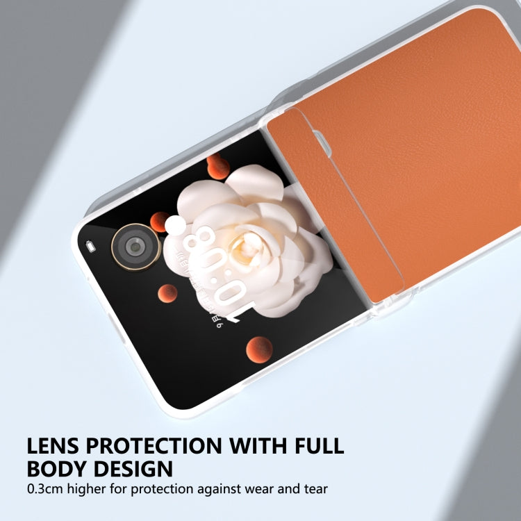 For Honor Magic V Flip ABEEL Three Parts Frosted Translucent Frame PU Leather Full Coverage Phone Case