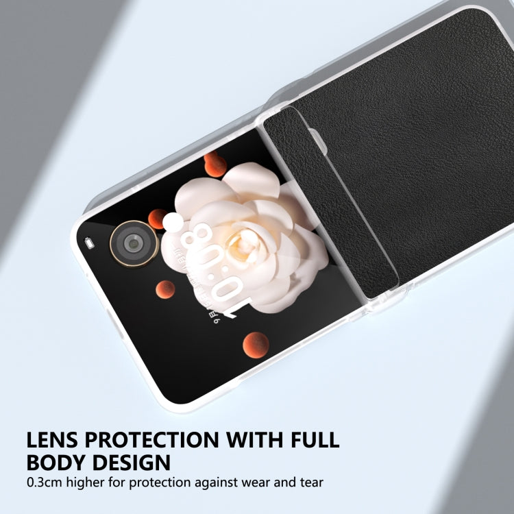 For Honor Magic V Flip ABEEL Three Parts Frosted Translucent Frame PU Leather Full Coverage Phone Case