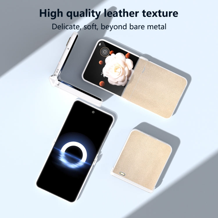 For Honor Magic V Flip ABEEL Three Parts Frosted Translucent Frame PU Leather Full Coverage Phone Case