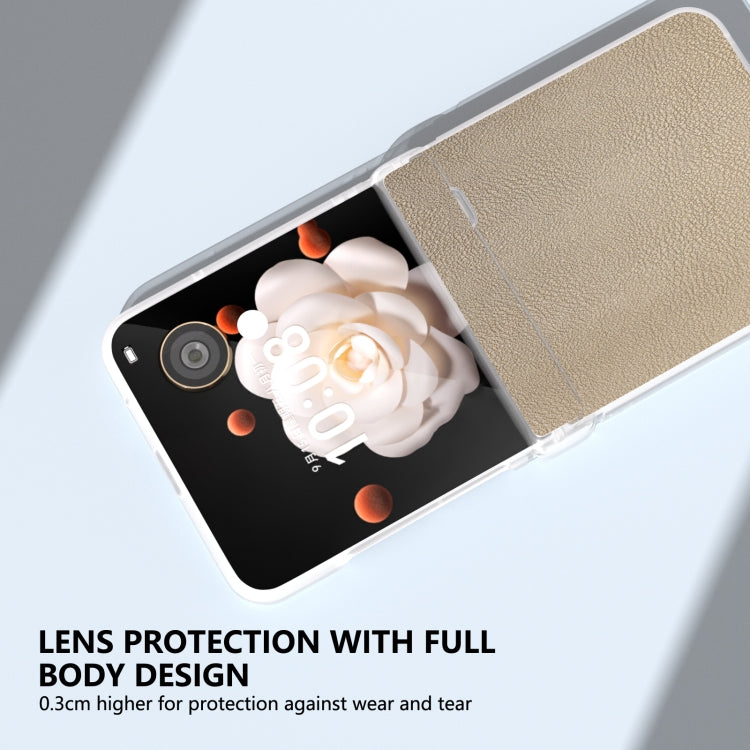 For Honor Magic V Flip ABEEL Three Parts Frosted Translucent Frame PU Leather Full Coverage Phone Case