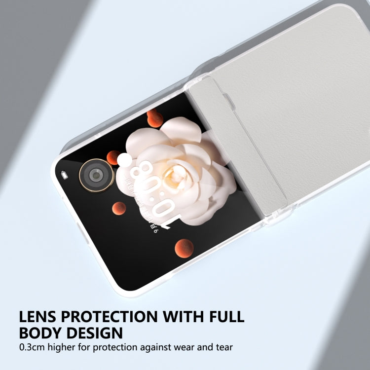 For Honor Magic V Flip ABEEL Three Parts Frosted Translucent Frame PU Leather Full Coverage Phone Case