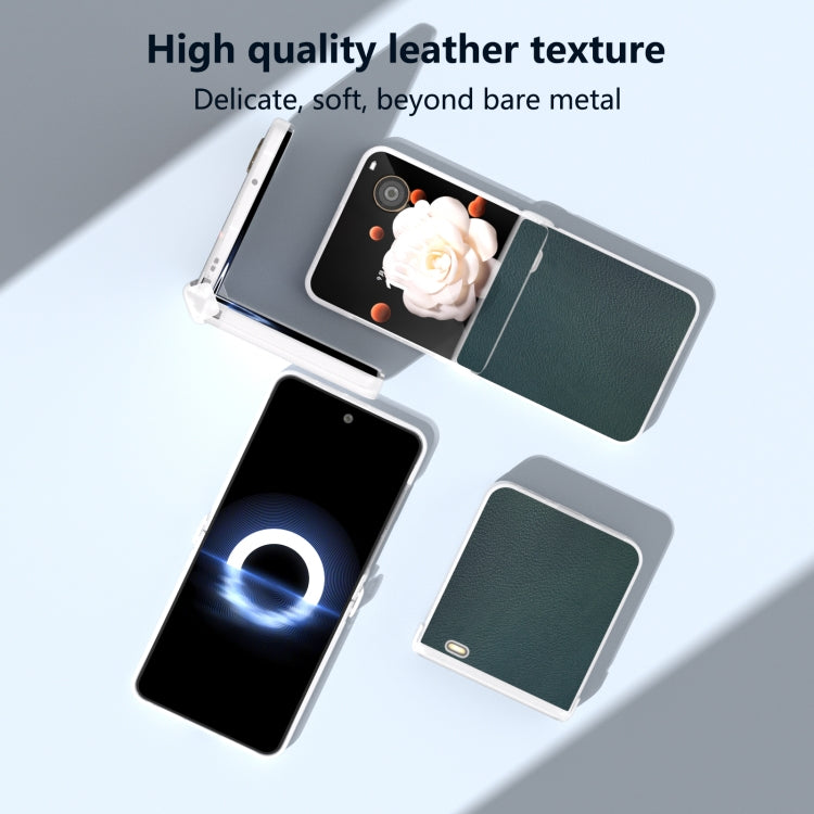 For Honor Magic V Flip ABEEL Three Parts Frosted Translucent Frame PU Leather Full Coverage Phone Case