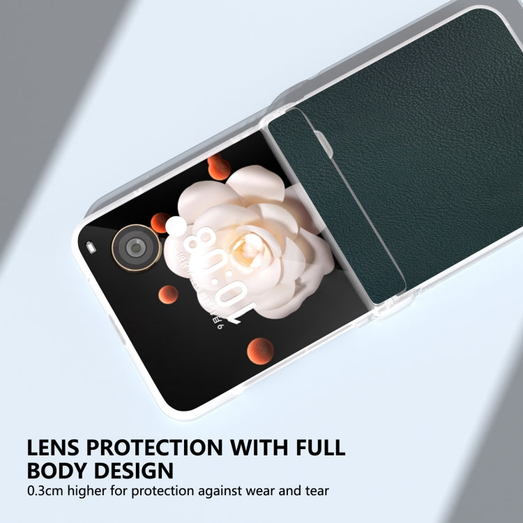 For Honor Magic V Flip ABEEL Three Parts Frosted Translucent Frame PU Leather Full Coverage Phone Case