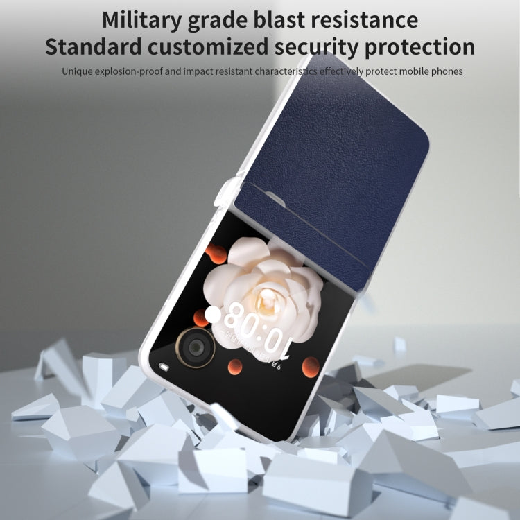 For Honor Magic V Flip ABEEL Three Parts Frosted Translucent Frame PU Leather Full Coverage Phone Case