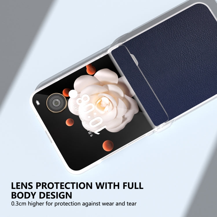 For Honor Magic V Flip ABEEL Three Parts Frosted Translucent Frame PU Leather Full Coverage Phone Case