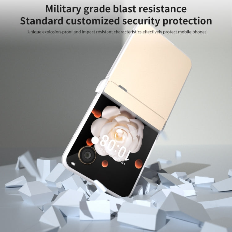 For Honor Magic V Flip ABEEL Three Parts Frosted Translucent Frame PU Leather Full Coverage Phone Case