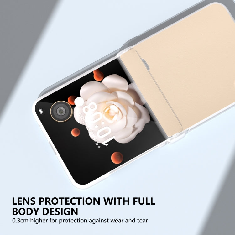 For Honor Magic V Flip ABEEL Three Parts Frosted Translucent Frame PU Leather Full Coverage Phone Case