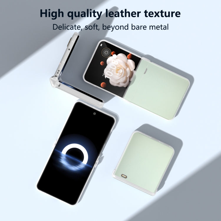 For Honor Magic V Flip ABEEL Three Parts Frosted Translucent Frame PU Leather Full Coverage Phone Case