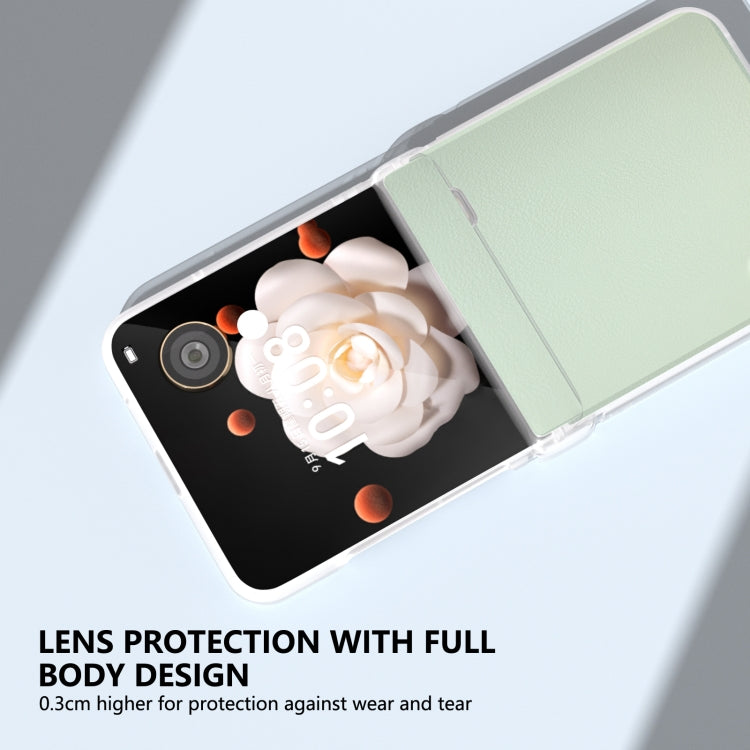 For Honor Magic V Flip ABEEL Three Parts Frosted Translucent Frame PU Leather Full Coverage Phone Case